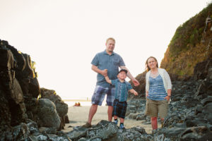 candid family portrait in cannon beach